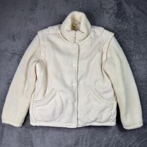 Vintage 90s Andy Johns Womens Knit Jacket M Insulated Zip Snap Fleece Puffer